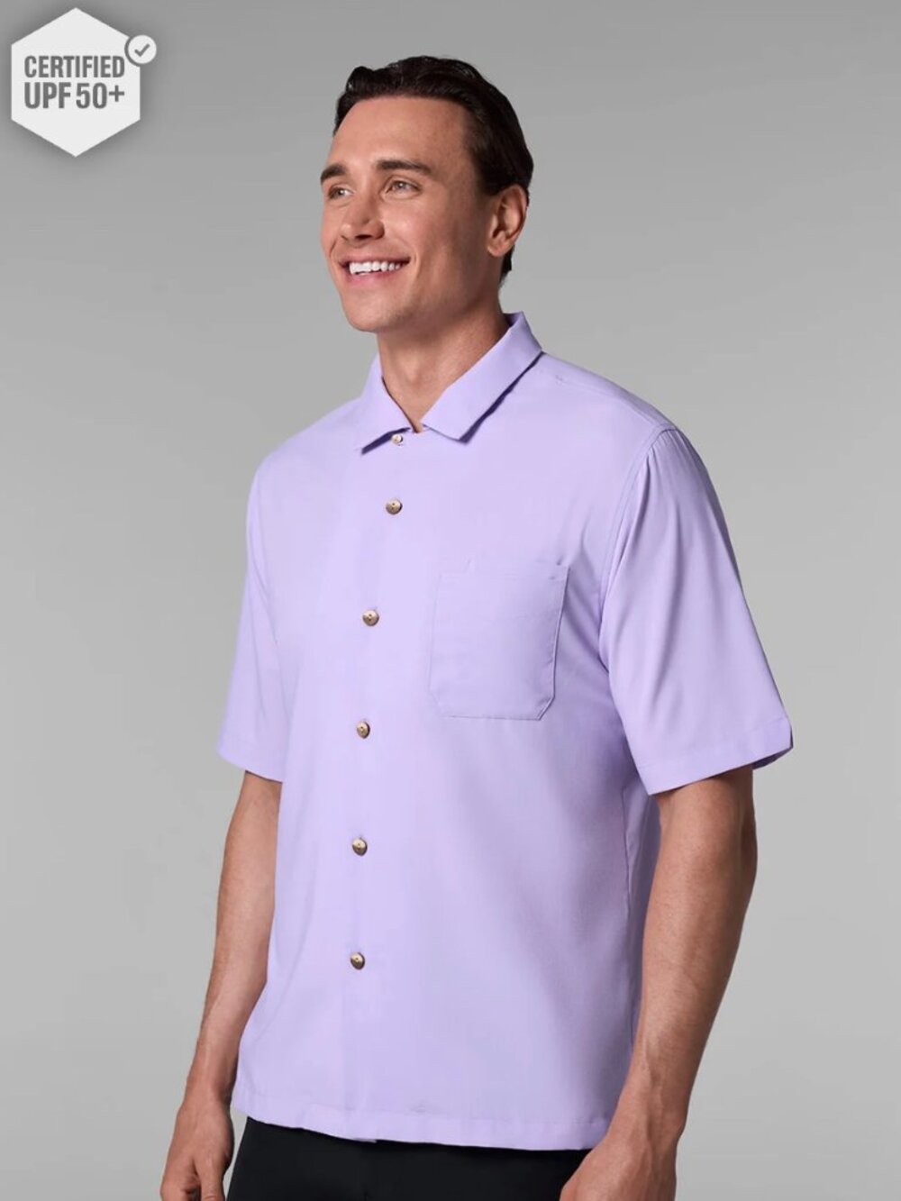 Coolibar Lavender Short-Sleeve Button-Down Shirt